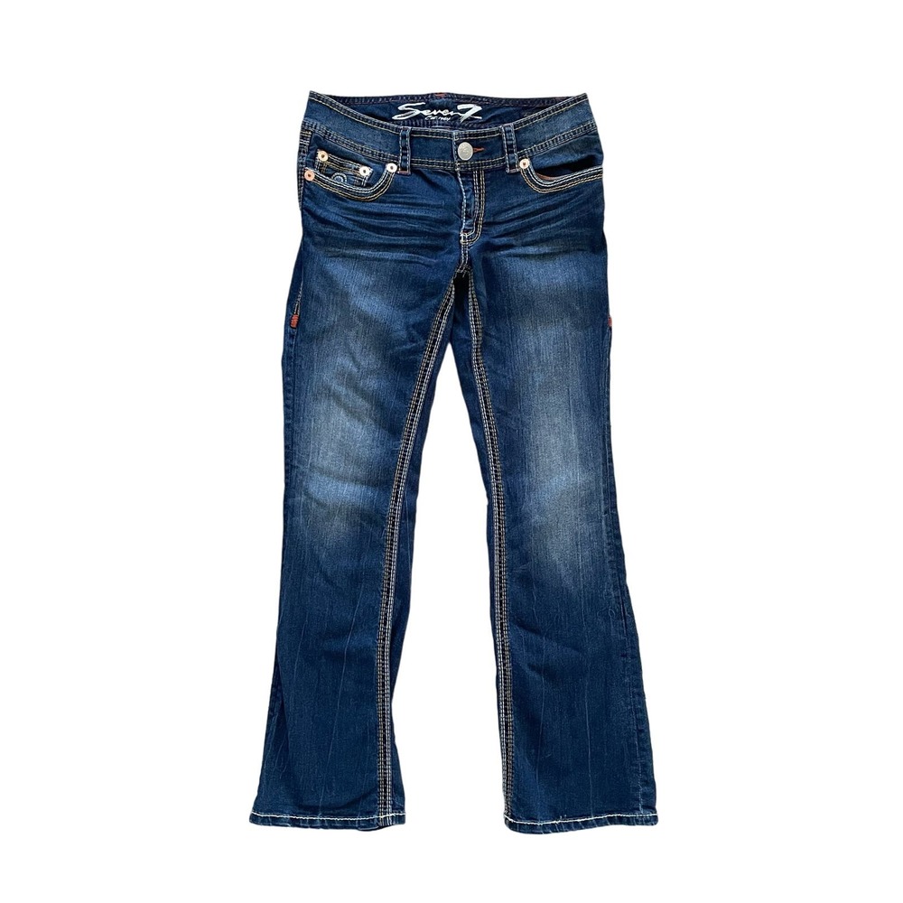 Seven7 Bootcut Dark Wash embroidered jeans size 6
